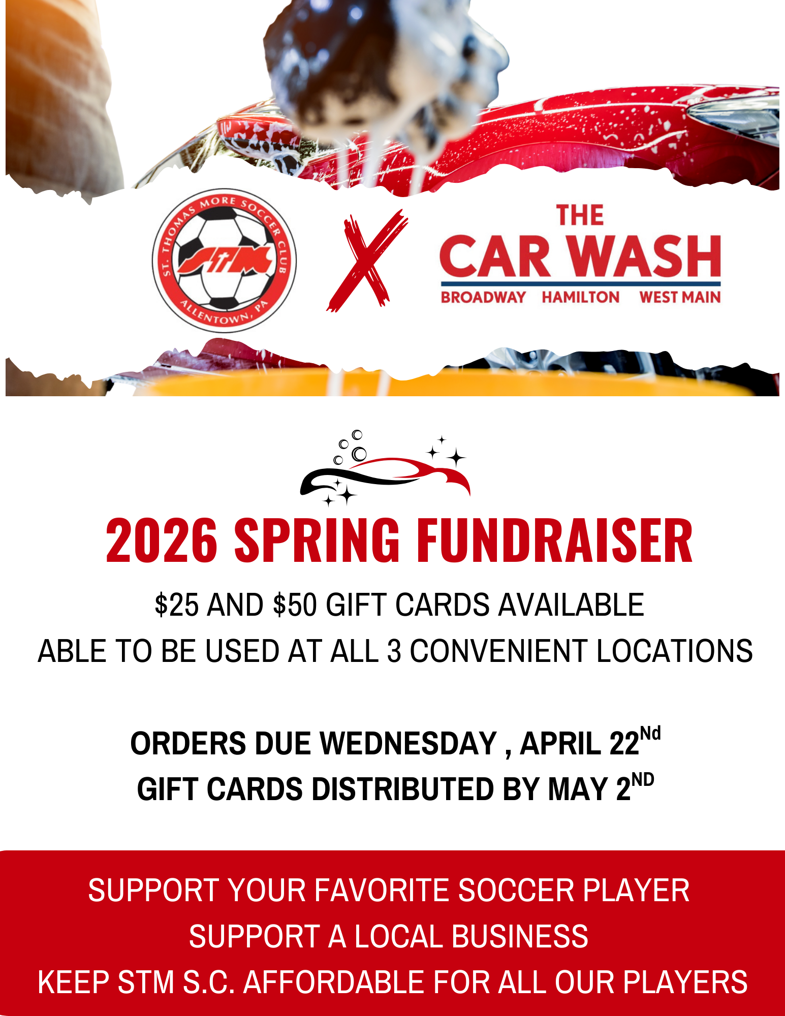 Red and White Modern Car Wash Flyer - 1