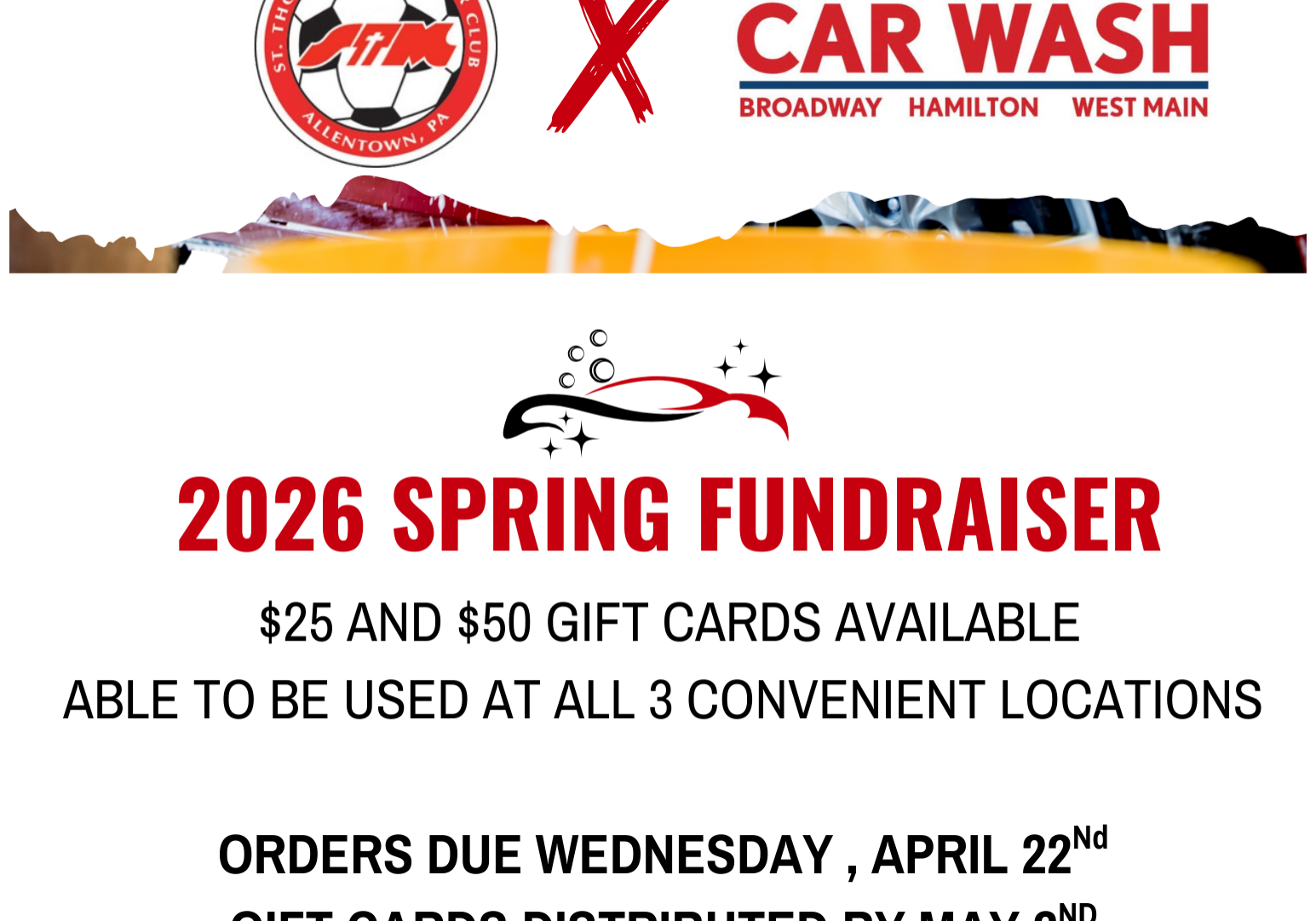 Red and White Modern Car Wash Flyer - 1